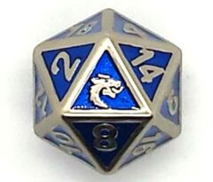 Old School DnD RPG Metal D20: Elven Forged - Metallic Blue